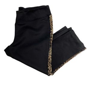 Leopard Black & Brown Size Small Yoga Capri Pull On Athletic Leggings